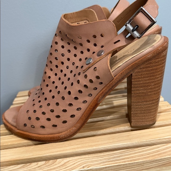 Rag & Bone Perforated Leather Slingback Booties Tan Block Heel Sandals US 8 - Picture 12 of 16